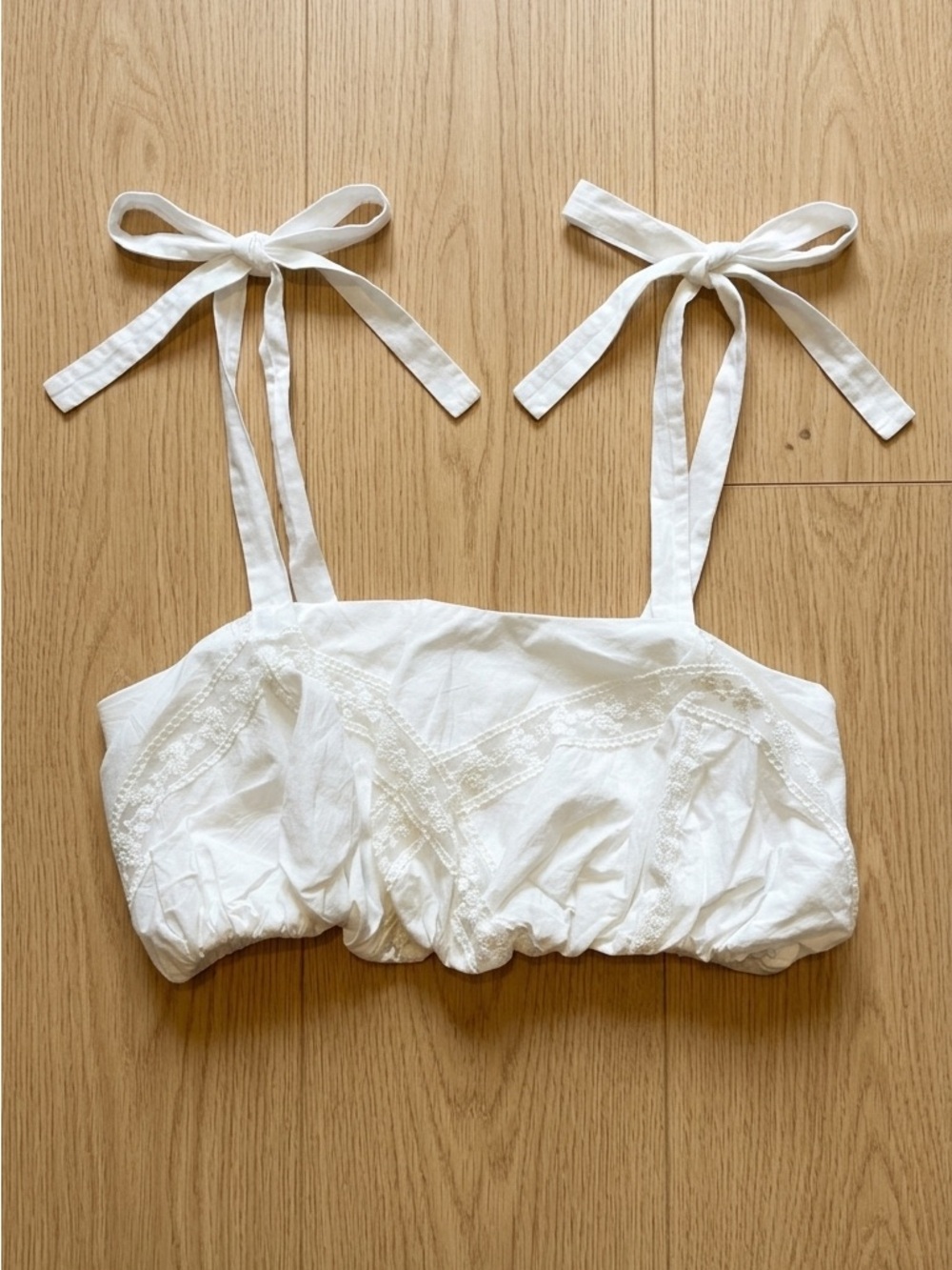 NWT: Zara White Tie-Shoulder Cropped Linen Top